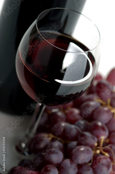 Obraz Red wine and grapes