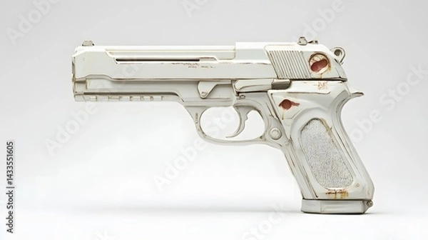 Fototapeta White distressed handgun with studio shot.