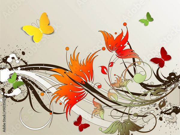 Obraz Abstract floral background with 3D effect