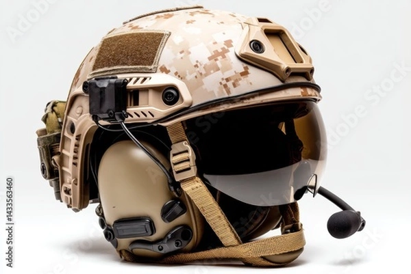 Fototapeta High-tech military helmet designed for tactical operations and communication used by special forces in combat situations