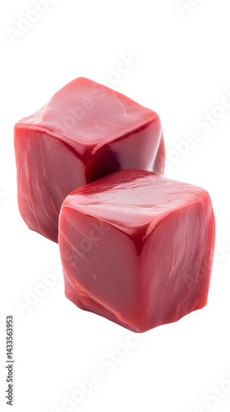 Fototapeta Isolated Photo Of Two Raw Tuna Cubes With Transparent Background