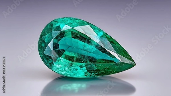 Fototapeta Pear-shaped emerald gemstone (1)