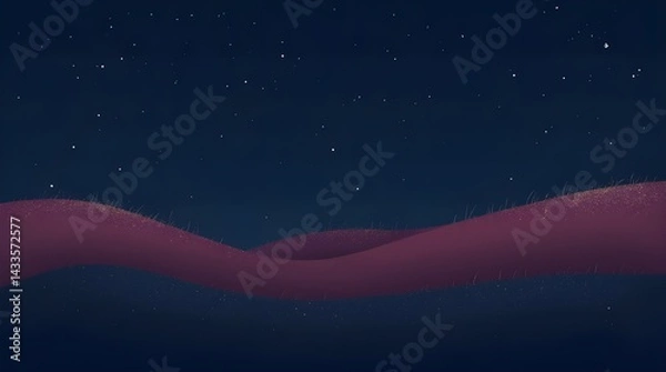 Fototapeta Smooth obsidian black background layered with soft burgundy waves and faint golden sparkles, designed in a modern abstract flow with high-resolution finish