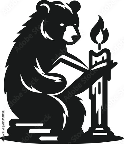 Fototapeta Black bear vector silhouette