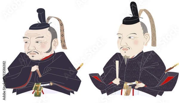 Obraz 立花宗茂と細川勝元　肖像画デフォルメ