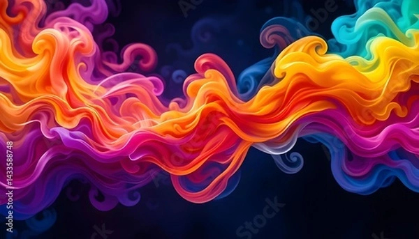 Fototapeta Abstract Multicolored Smoke with Neon Lights for Advertising and Gadget Wallpaper Design