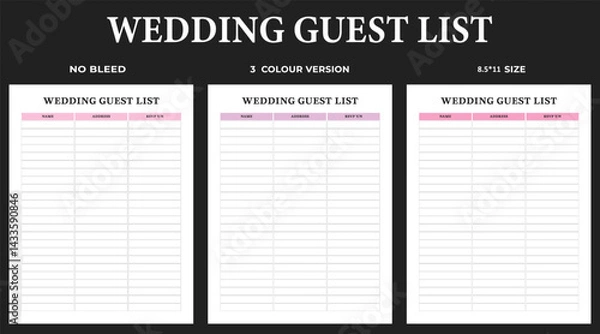 Obraz Wedding Guest List, interior, template,