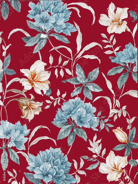 Fototapeta Elegant Flower and Leaf Pattern with Soft Textures