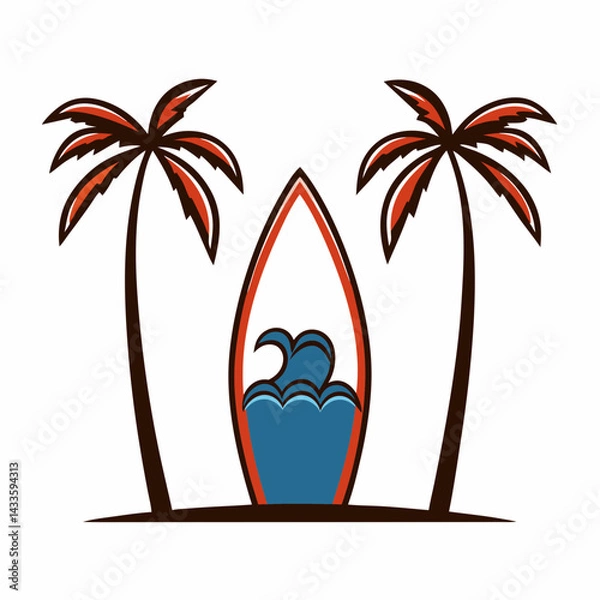Obraz Minimalist Surfing Vector Design.