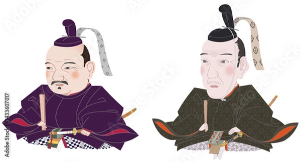 Obraz 吉川元春と吉川広家　肖像画デフォルメ