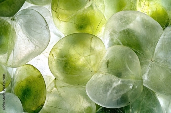 Fototapeta An artistic macro shot of translucent green grapes