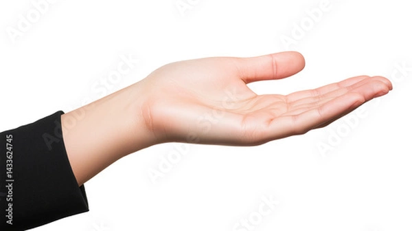 Fototapeta Open Hand Gesture with Palms Facing Up for Offering or Welcoming Concepts in Neutral Background