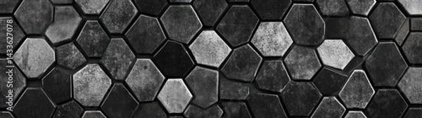 Fototapeta Hexagonal stone texture background, architectural design, material
