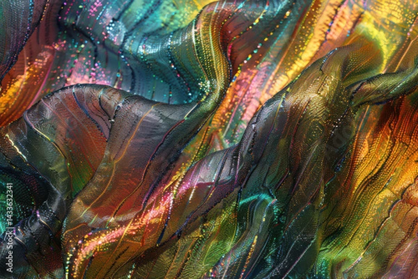 Obraz close up horizontal colorful shiny wavy curtain background