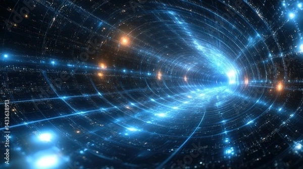 Obraz Abstract Digital Tunnel of Light and Data