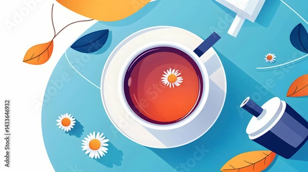 Obraz Autumnal Tea Cup Flat Design