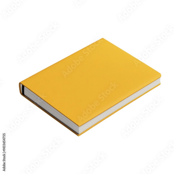 Fototapeta Elevated view of a vibrant saffron journal, perfectly balanced for creative expression against a smooth backdrop