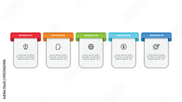Fototapeta Workflow concept for infographic with 5 steps, options, parts or processes. Business data visualization.