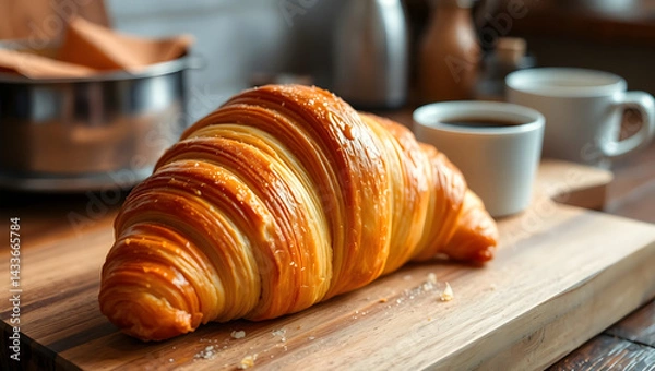 Fototapeta Golden-Brown Croissant A Close-Up View of Buttery Perfection