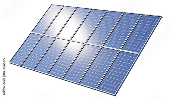 Fototapeta Isometric view of a solar panel isolated on a transparent background. 3D illustration.