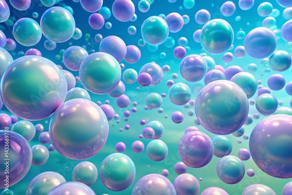 Fototapeta Seafoam to sky purple with squishy irregular floating orbs