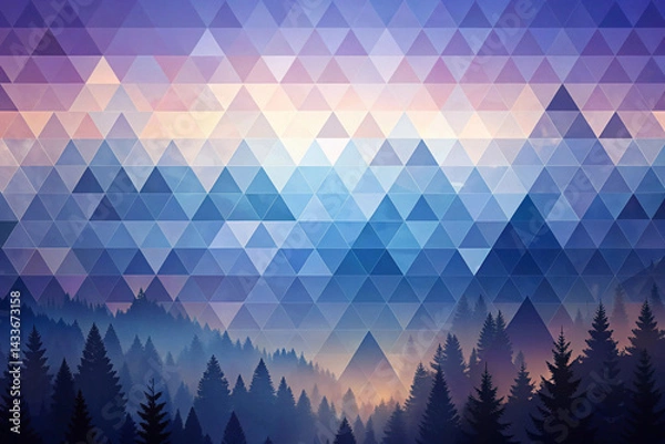 Fototapeta Slate blue to dusky violet with soft triangular mountain overlays