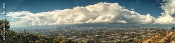 Fototapeta Winter Clouds. Grey Cumulus Cloudscape Over Los Angeles Sky