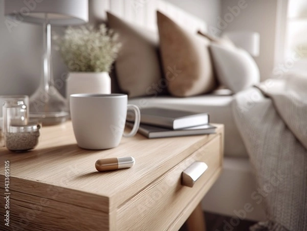 Fototapeta A pill on the bedside table