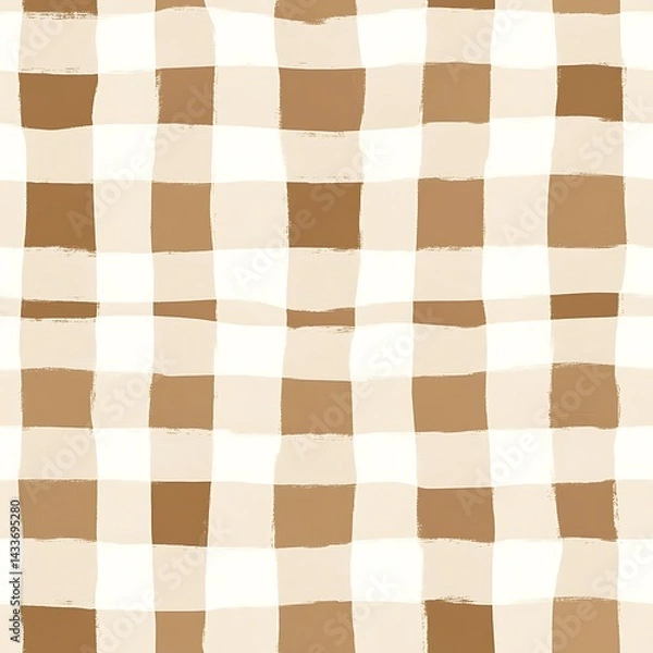 Fototapeta A brown and beige gingham seamless  pattern background