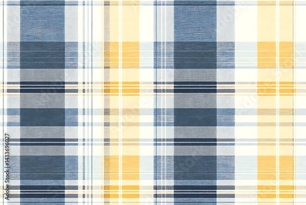 Obraz A plaid seamless pattern in blue, gray, and orange with light yellow accents
