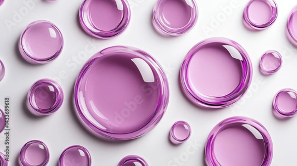 Fototapeta Elegant purple circles on a clean white background, perfect for modern designs, wallpapers, and creative projects. Minimalistic, versatile, and eye-catching!