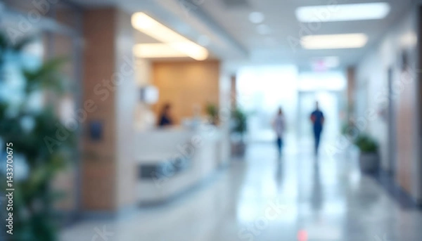 Obraz Blur clinic or hospital room, Light blurred background for use. blank hall an office or medical institution hall room. Blur interior background concept.