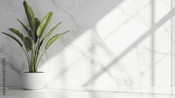 Obraz A smooth and elegant white marble background, showcasing natural veining and a refined texture.

