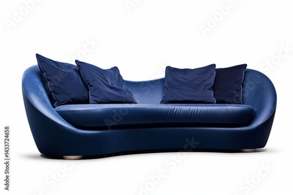Fototapeta Dark blue sofa, isolated on white background.