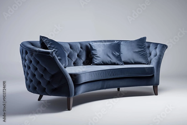 Fototapeta Dark blue sofa, isolated on white background.