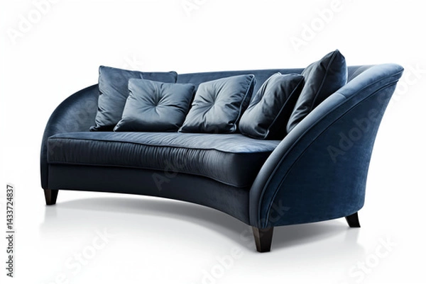 Fototapeta Dark blue sofa, isolated on white background.