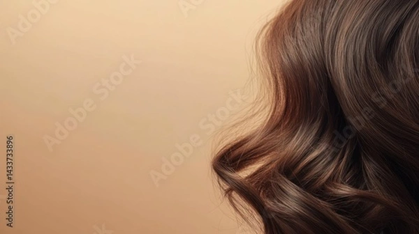 Obraz Hair demonstrates gorgeous, curly, brown locks against background, showcasing smooth texture, luxury, and elegance.