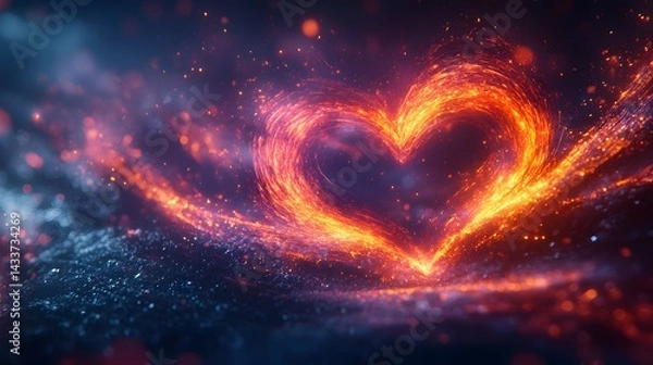 Obraz Vibrant Swirling Pulsations: An Abstract Heart Graphic Animation with Luminous Energy