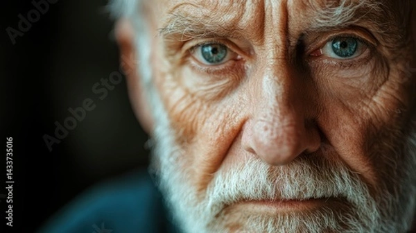 Obraz Senior man stares intently conveying strength aging reflects life experience shown through detailed facial portrait.