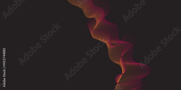 Fototapeta Modern multicolor gradient flowing wave lines, Parallel lines of vibrant color, Stylized line art background, curving and wavy gradient lines against a black background.	