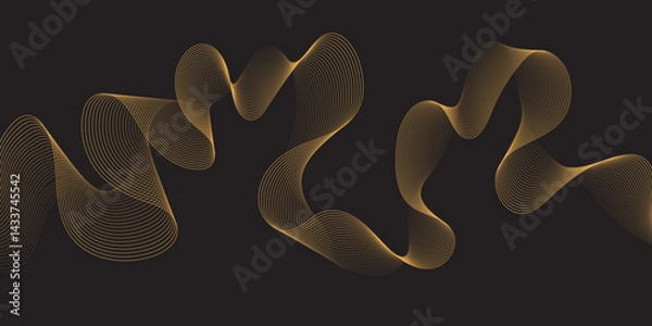 Obraz Modern multicolor gradient flowing wave lines, Parallel lines of vibrant color, Stylized line art background, curving and wavy gradient lines against a black background.	