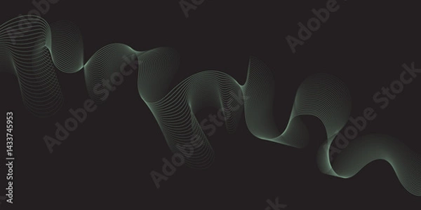 Fototapeta Modern multicolor gradient flowing wave lines, Parallel lines of vibrant color, Stylized line art background, curving and wavy gradient lines against a black background.	