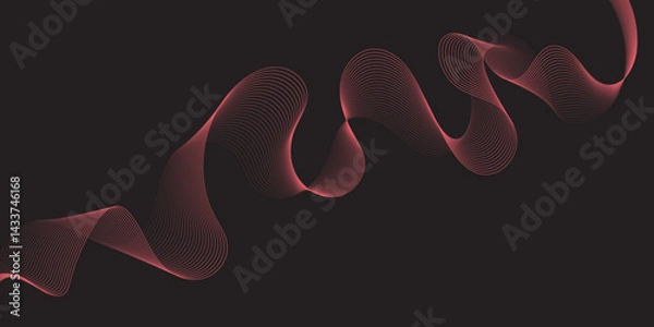 Fototapeta Modern multicolor gradient flowing wave lines, Parallel lines of vibrant color, Stylized line art background, curving and wavy gradient lines against a black background.	