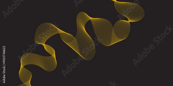 Obraz Modern multicolor gradient flowing wave lines, Parallel lines of vibrant color, Stylized line art background, curving and wavy gradient lines against a black background.	