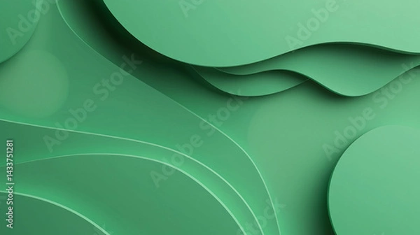 Fototapeta A soothing abstract green background, with soft gradients and organic shapes creating a calming atmosphere.

