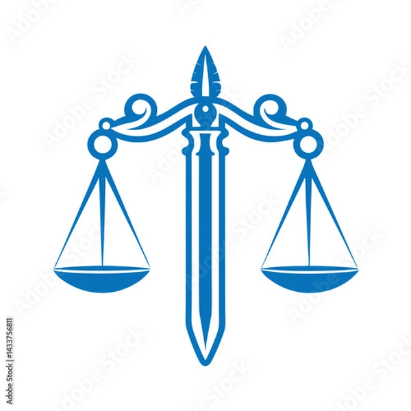 Obraz Justice Sword and Scales of Justice vector Logo.
