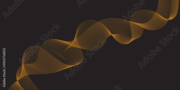 Fototapeta Modern multicolor gradient flowing wave lines, Parallel lines of vibrant color, Stylized line art background, curving and wavy gradient lines against a black background.	