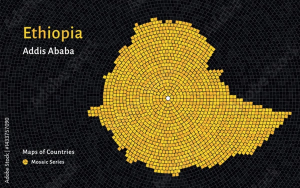 Fototapeta Ethiopia Map with a Capital of Addis Ababa Shown in a Mosaic Pattern