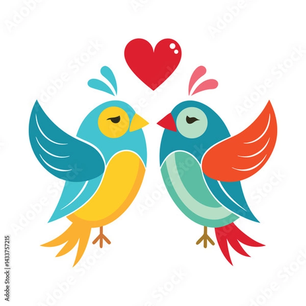 Obraz two birds with heart