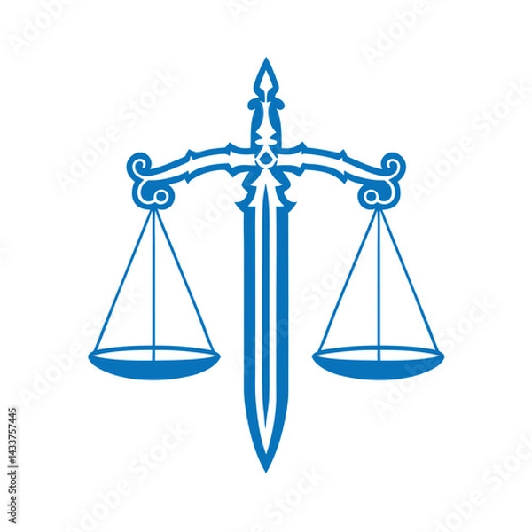Obraz Justice Sword and Scales of Justice vector Logo.